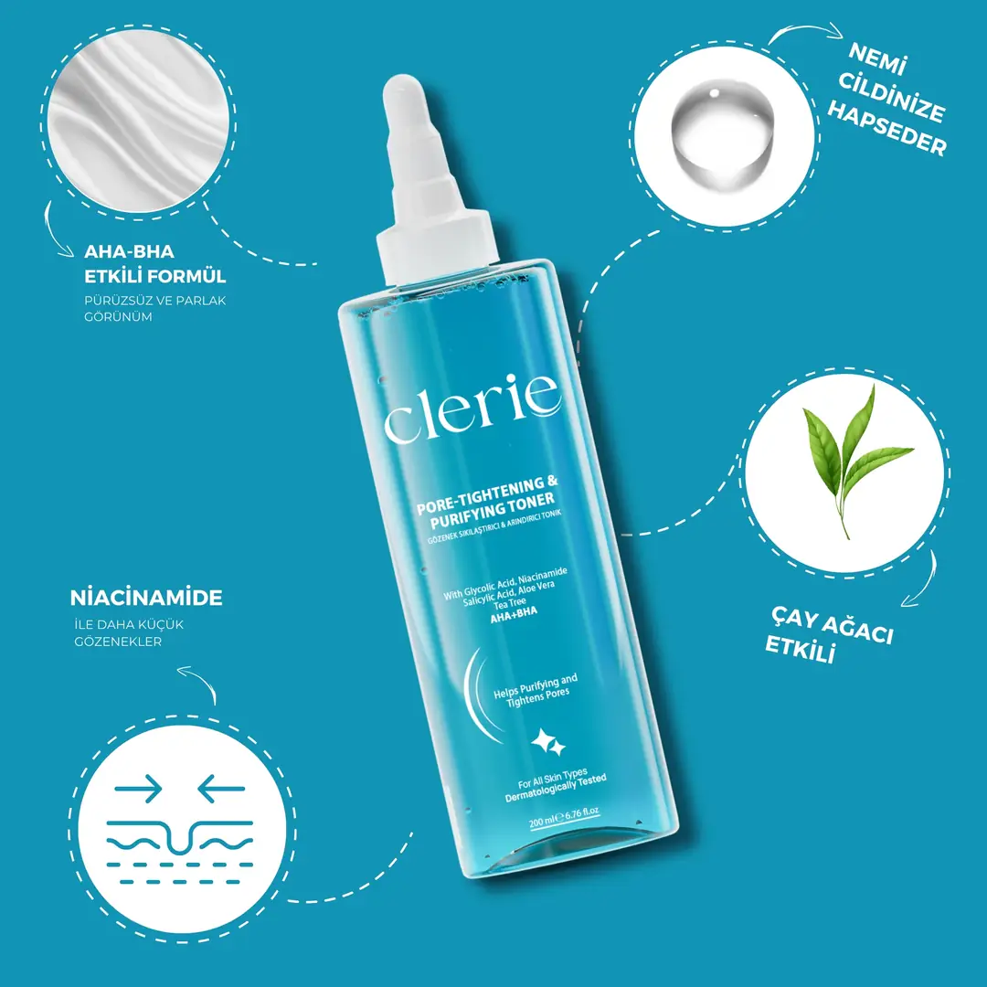 Clerie AHA+BHA Arındırıcı Tonik – Çay Ağacı ve Niasinamid