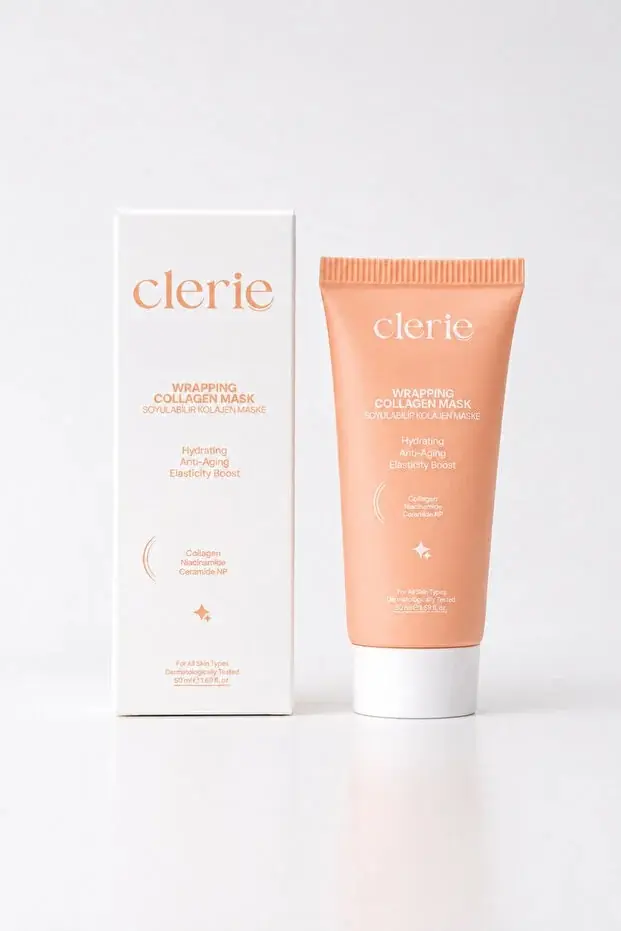 Clerie 2’li Soyulabilir Kolajen Yüz Maskesi – Tip 1 & Tip 3 Kolajen, Niacinamide, Kırışıklık Karşıtı Anti-Aging Maske 2x50 ml