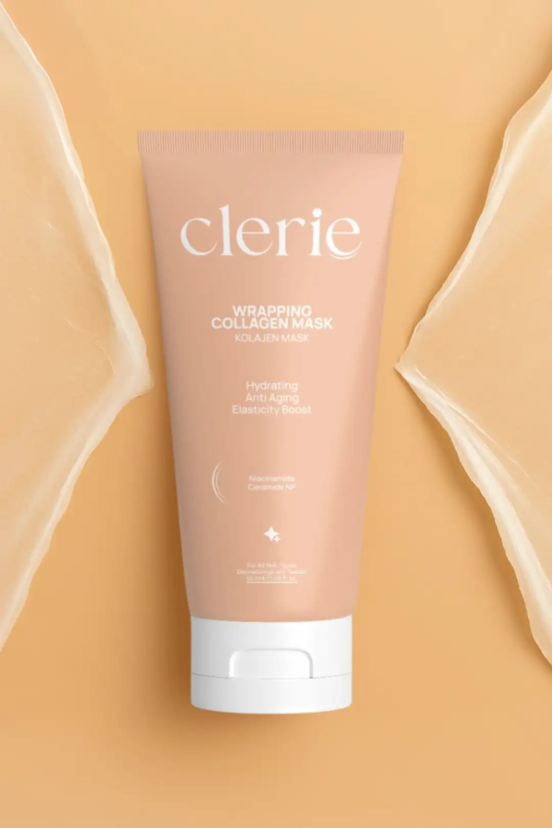 Clerie Soyulabilir Kolajen Yüz Maskesi – Tip 1 & Tip 3 Kolajen, Niacinamide, Kırışıklık Karşıtı Anti-Aging Maske 50 ml