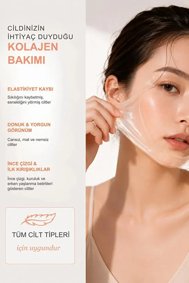 Clerie 2’li Soyulabilir Kolajen Yüz Maskesi – Tip 1 & Tip 3 Kolajen, Niacinamide, Kırışıklık Karşıtı Anti-Aging Maske 2x50 ml