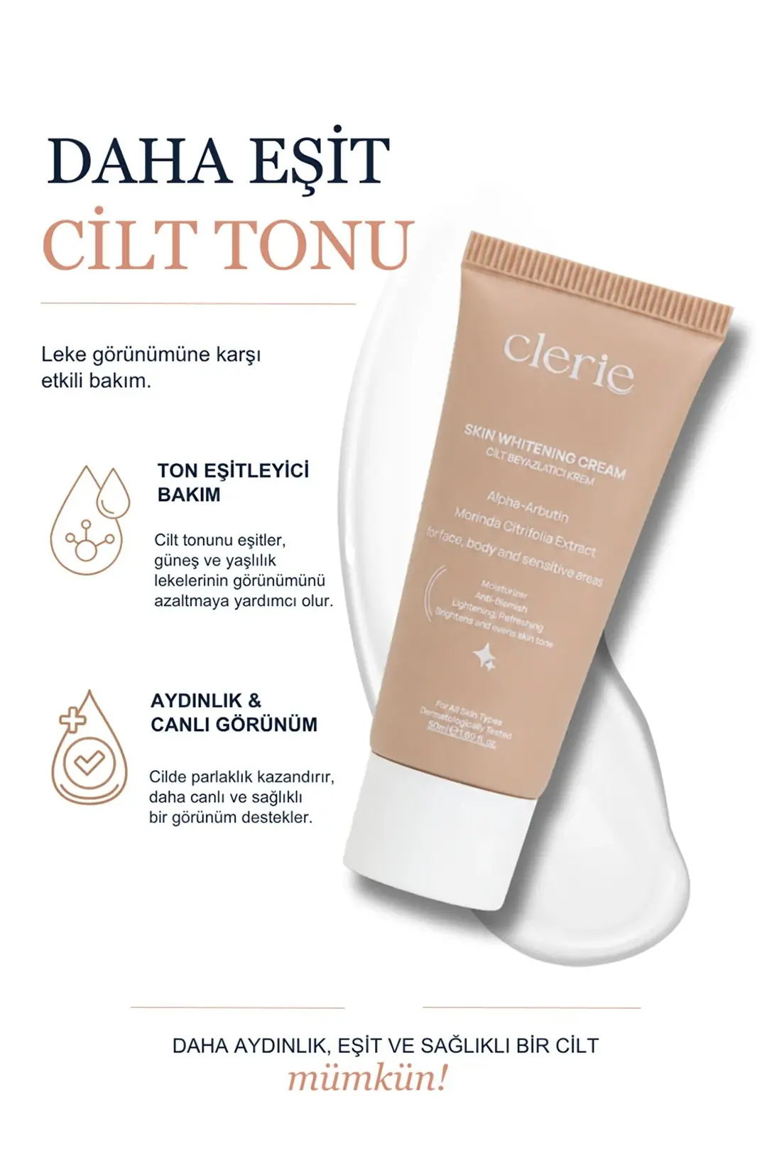 Clerie Alpha Arbutin Beyazlatıcı Yüz ve Vücut Kremi 2’li Set