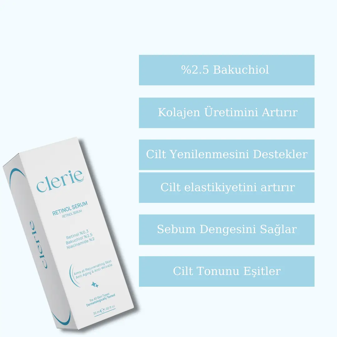 Clerie Retinol ve %2,5 Bakuchiol Destekli Bakım Serumu