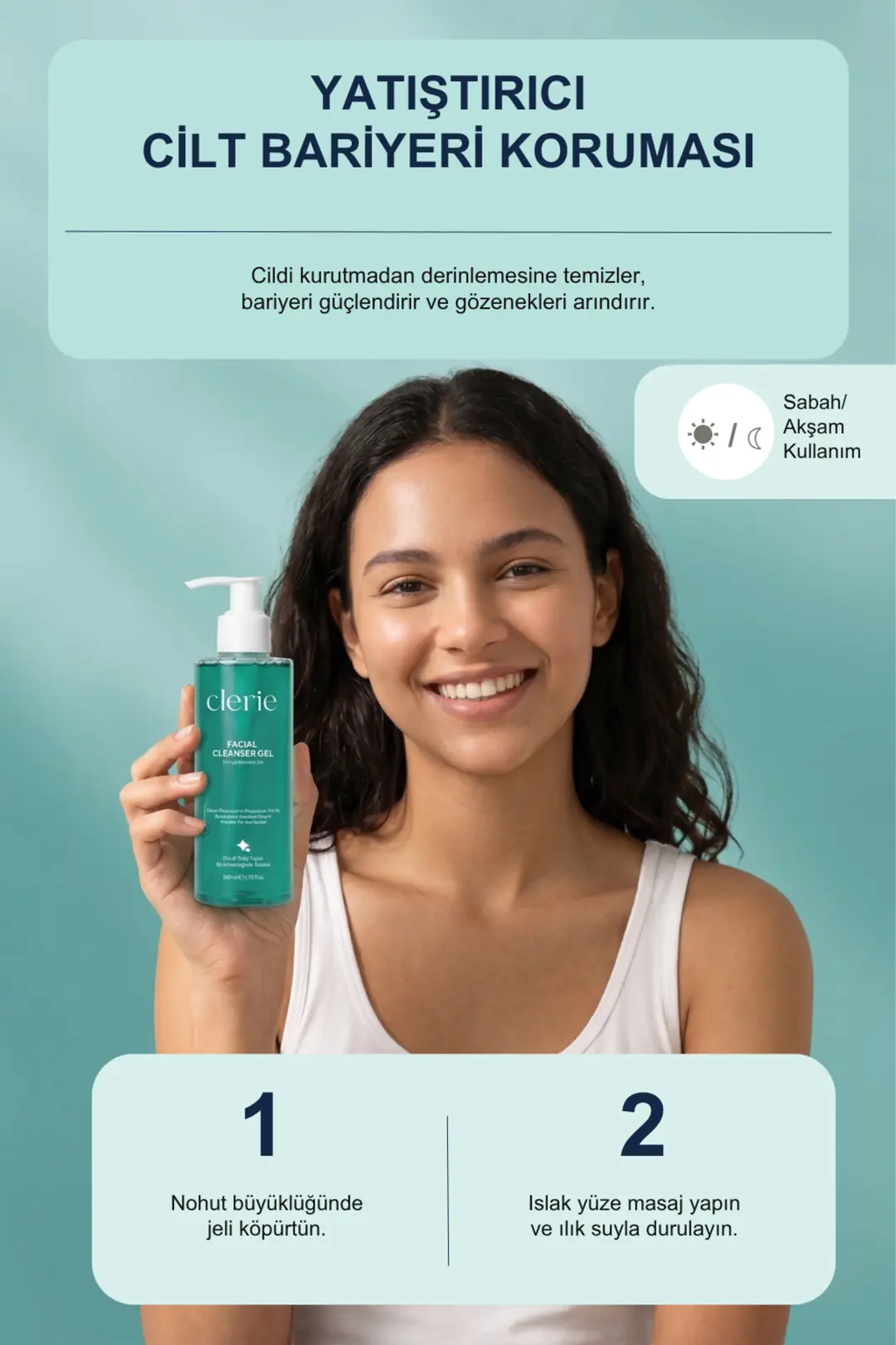 Clerie 2’li Yüz Temizleme Jeli – Arındırıcı, Gözenek ve Siyah Nokta Karşıtı, Yağ Dengeleyici Temizleme Jeli 2x200 ml