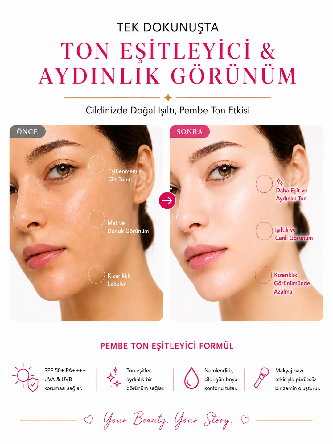 Clerie Tone-Up SPF 50+ Güneş Kremi 50 ml